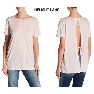 HELMUT LANG NWT OPEN BACK FEATHERWEIGHT JERSEY MAUVE TEE. SIZE XS